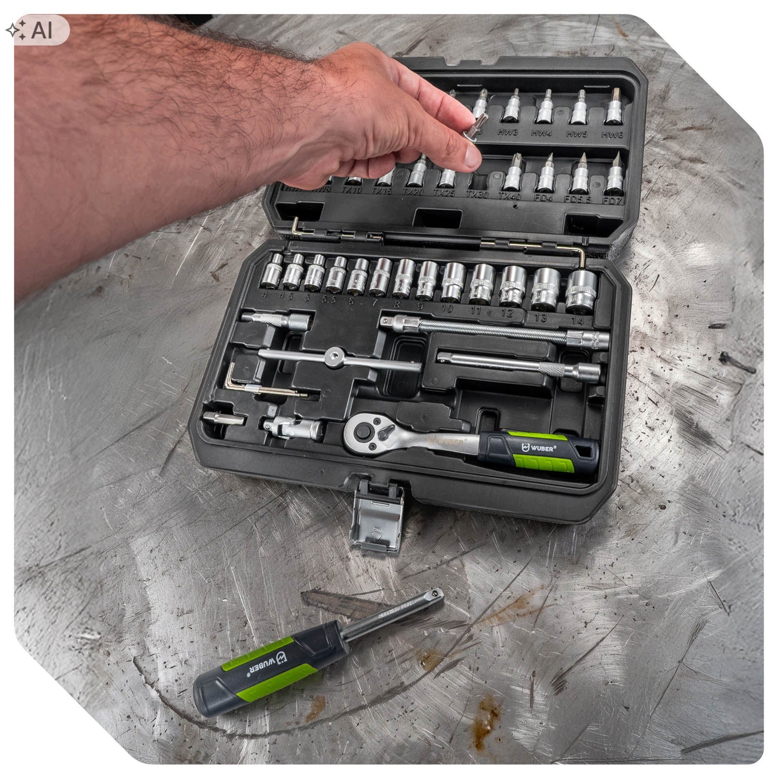 46-EL TOOL SET SOCKET WRENCHES 1/4 CAPS TORX BITS SUITCASE Manufacturer code 45128WBR KOMPLET KLUCZE NASADOWE 1/4 NASADKI