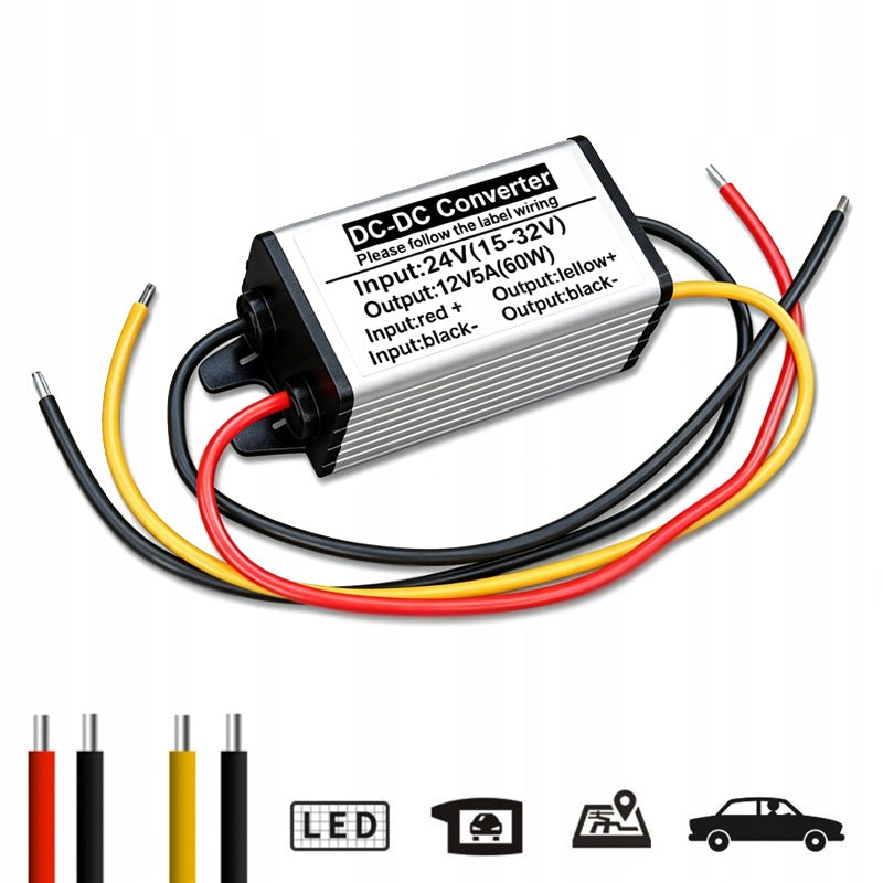 48/36/24V TO 12V HIGH PERFORMANCE DC-DC CONVERTER 96% DC15-32V TO 12V 5A