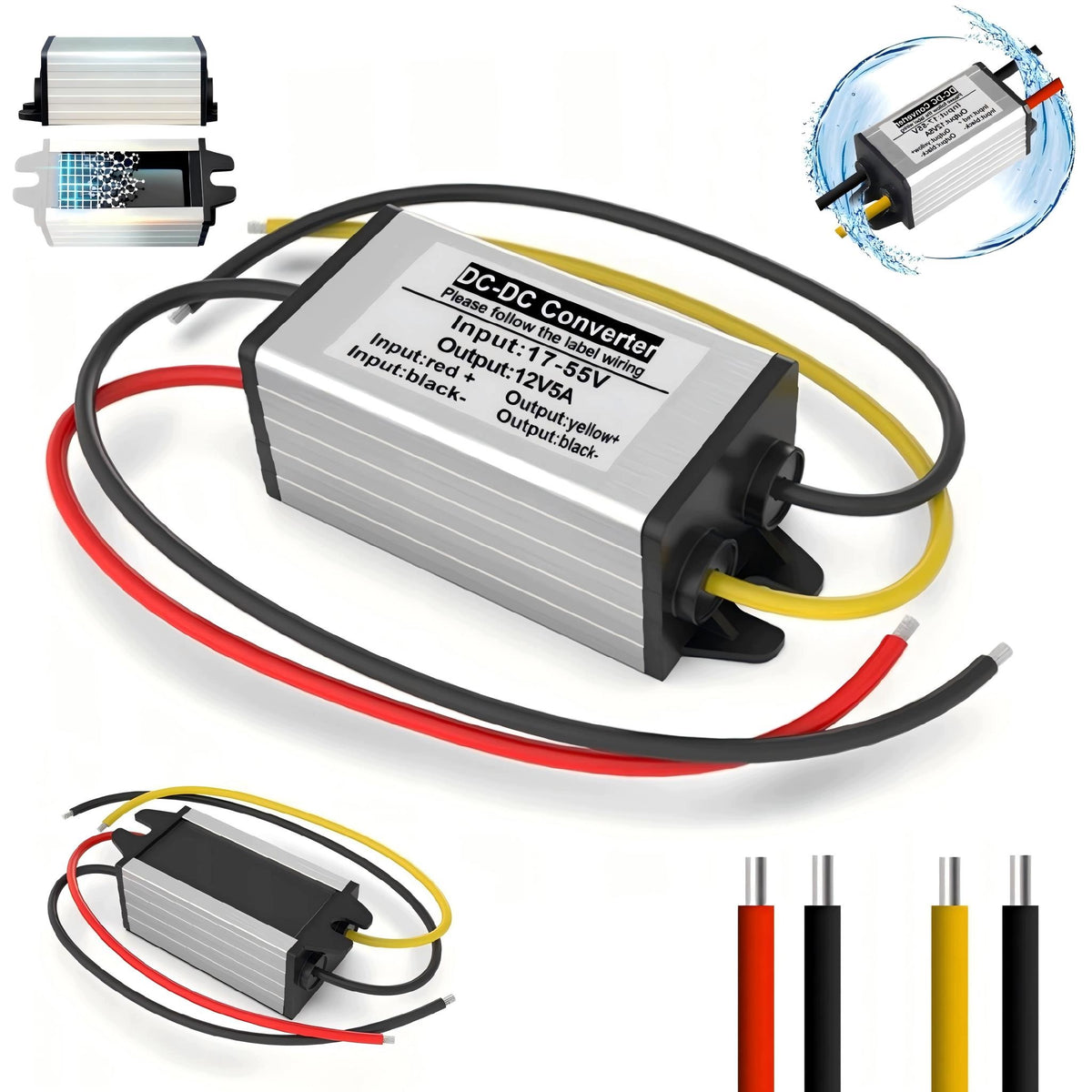48/36/24V TO 12V HIGH PERFORMANCE DC-DC CONVERTER 96% DC17-55V TO 12V 5A