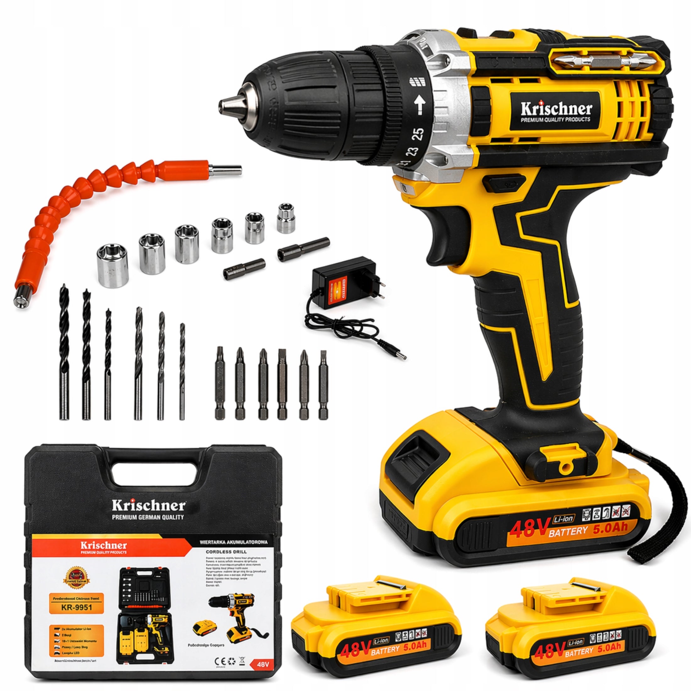 48V BRUSHLESS CORDLESS SCREWDRIVER 2x AKU + SUITCASE + SET