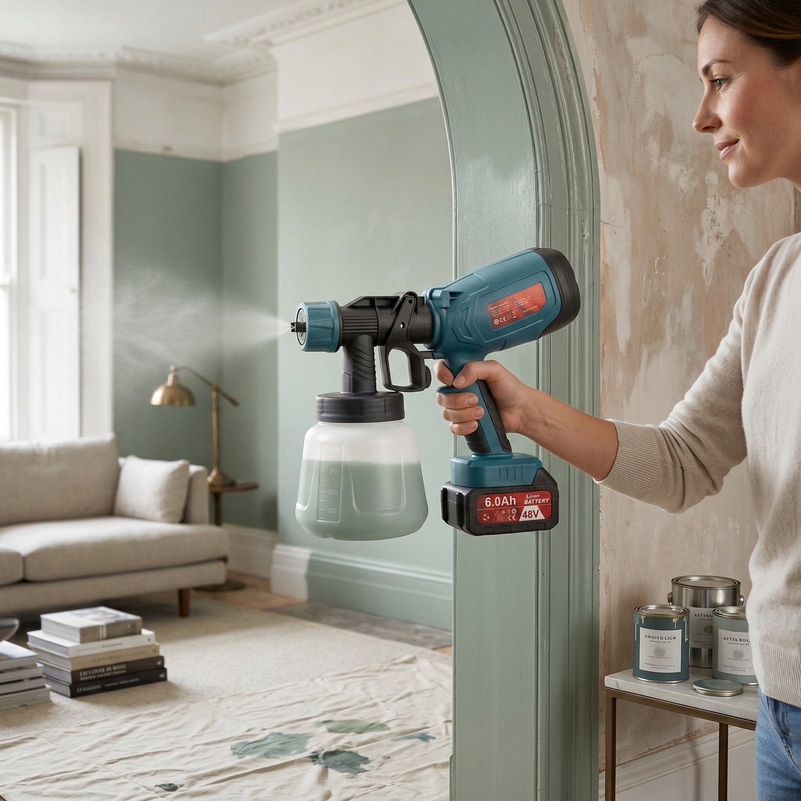 48VF Cordless Paint Gun 6000mAh Electric Blue Manufacturer code 2