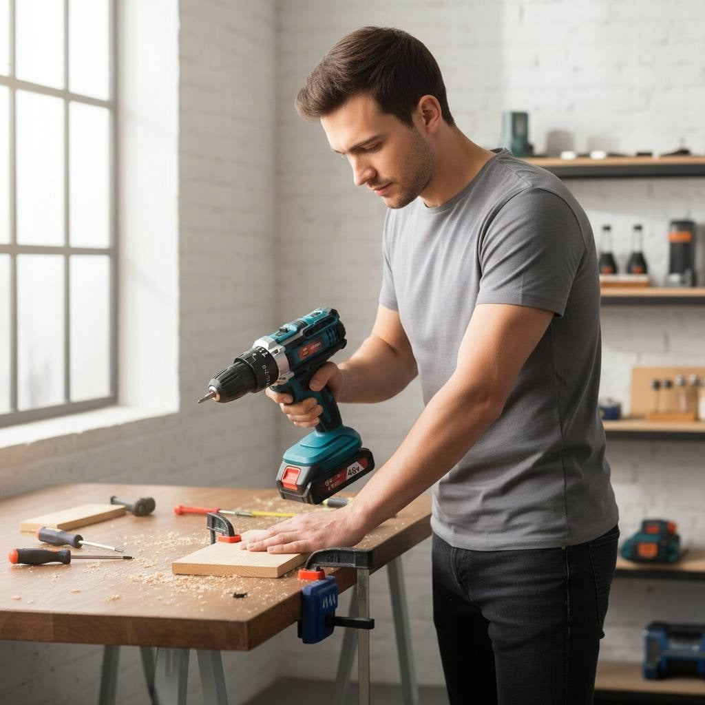48VF Impact Cordless Screwdriver-Driller, 2 Batteries 5400 mAh Drill weight 3 kg
