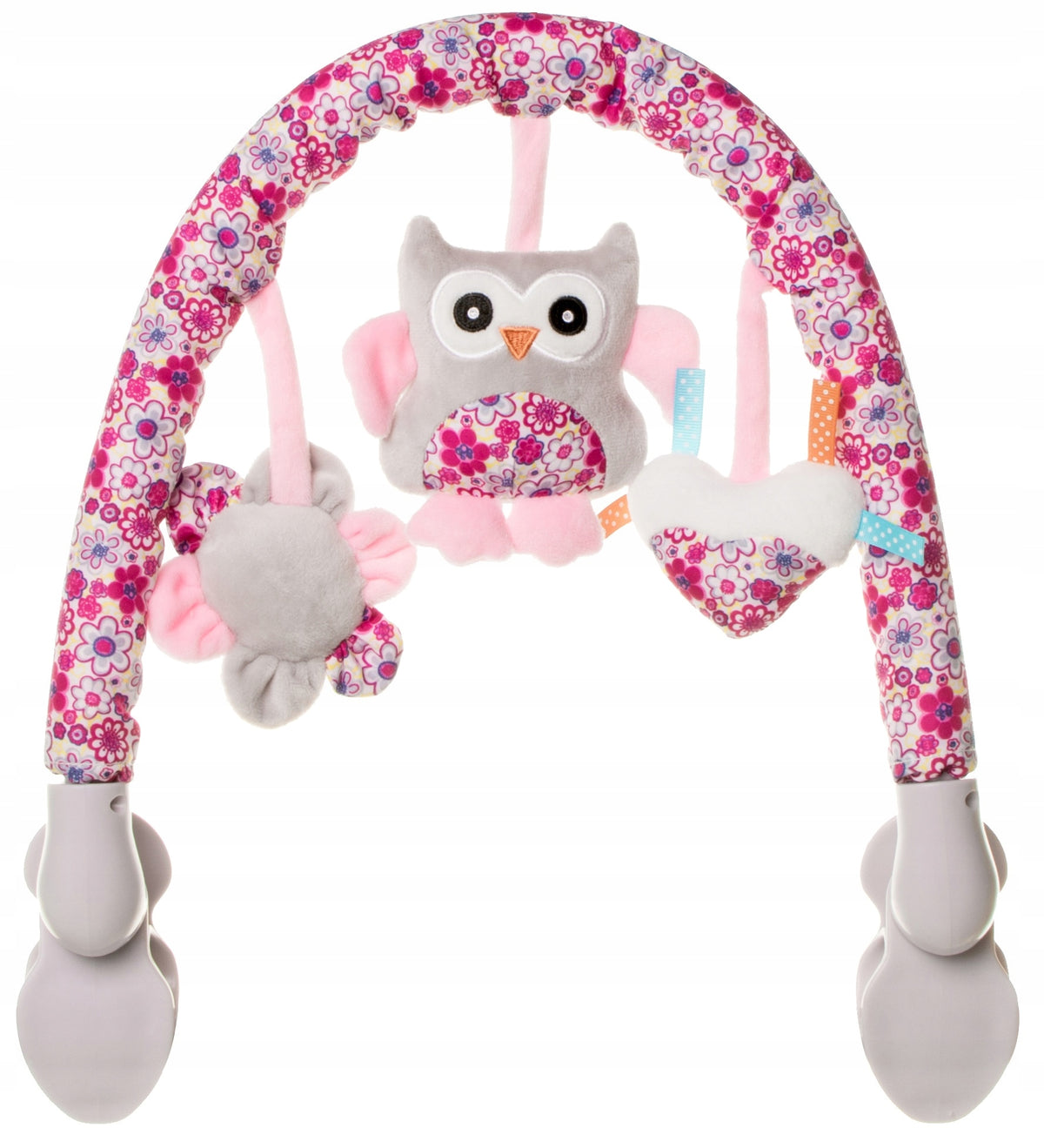 4BABY PLUSH HEADBAND RATTLE OWL SQUEAKER Owl Pink
