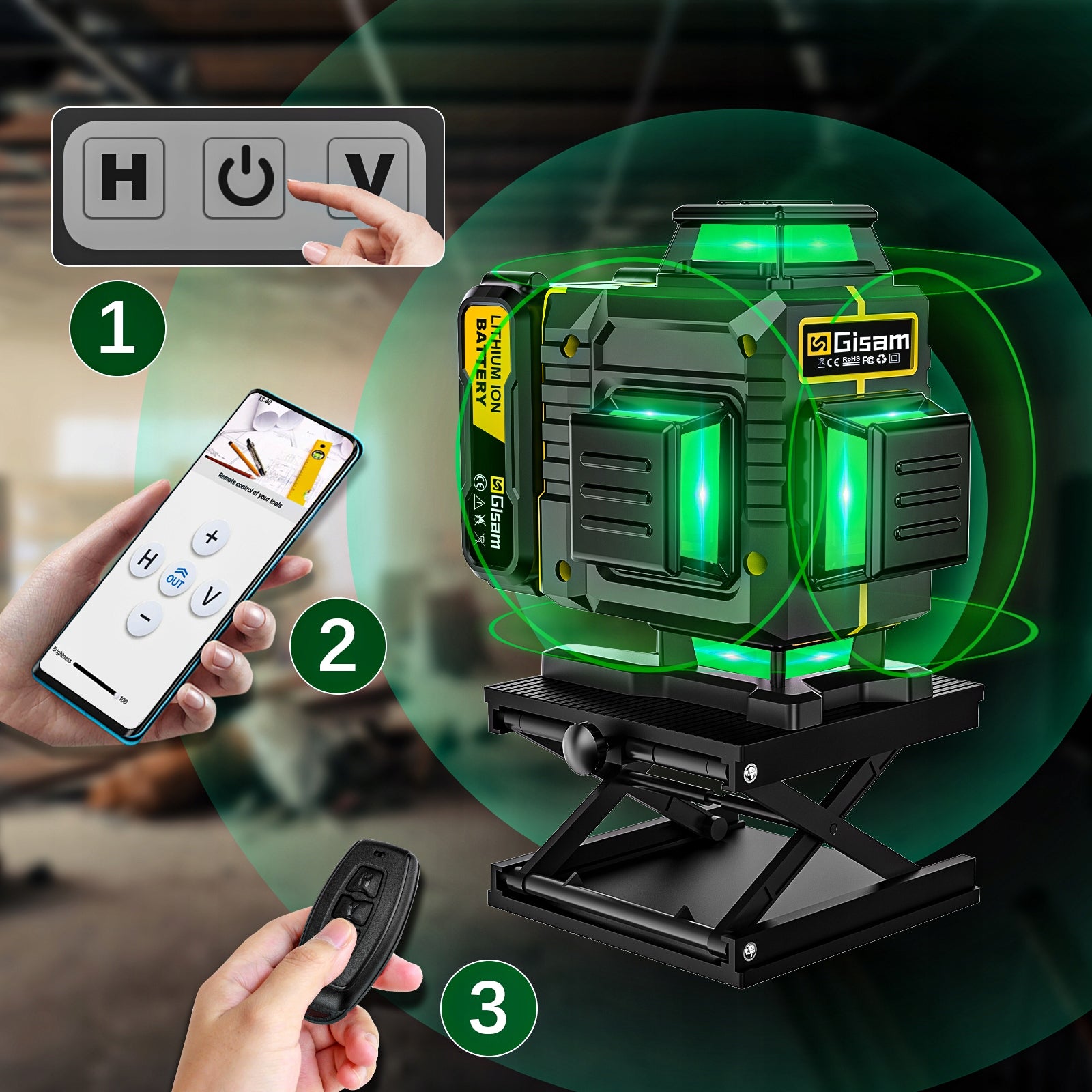 4D LASER LEVEL 16 LINE PLANE 360 CROSS LASER - REMOTE CONTROLLER Manufacturer code Gisam S1466