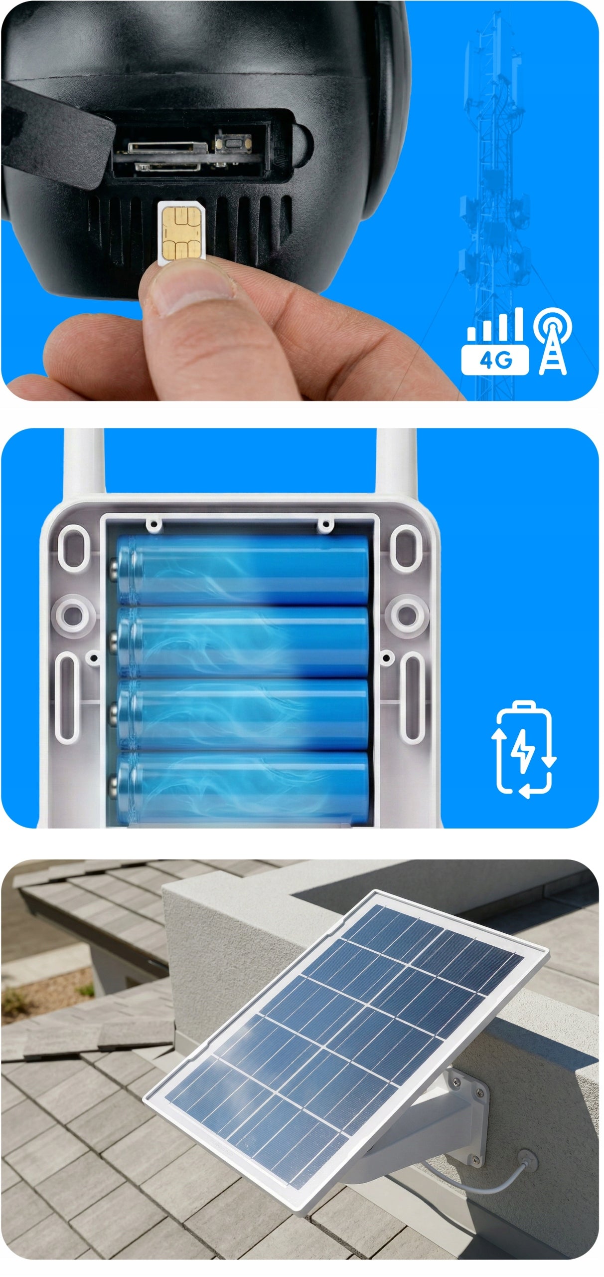 4G 3MPx OUTDOOR SOLAR SIM CARD SWIVEL CAMERA Brand Zintronic