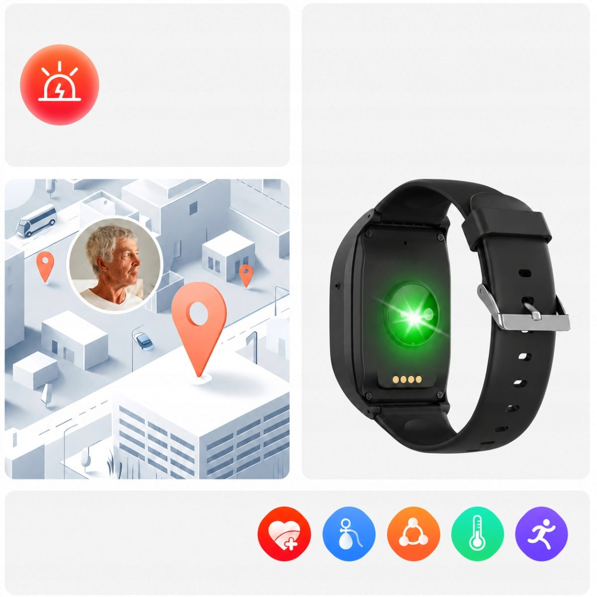 4G GPS watch for senior SOS talk location black IP67 Model 6953196701609