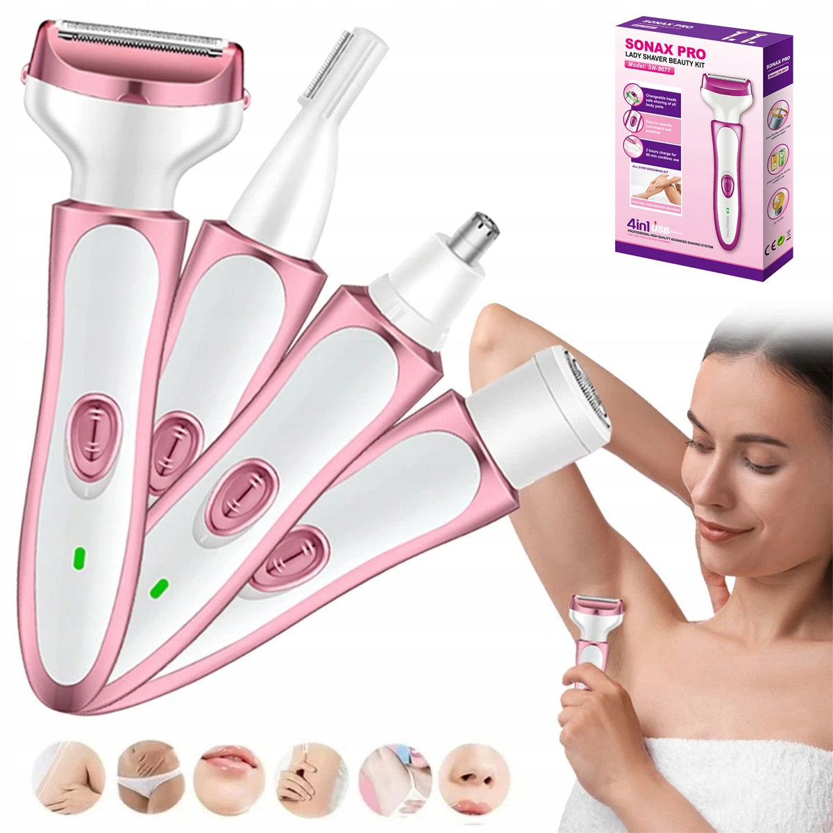 4IN 1 BIKINI TRIMMER FOR WOMEN, ELECTRIC INTIMATE SHAVER