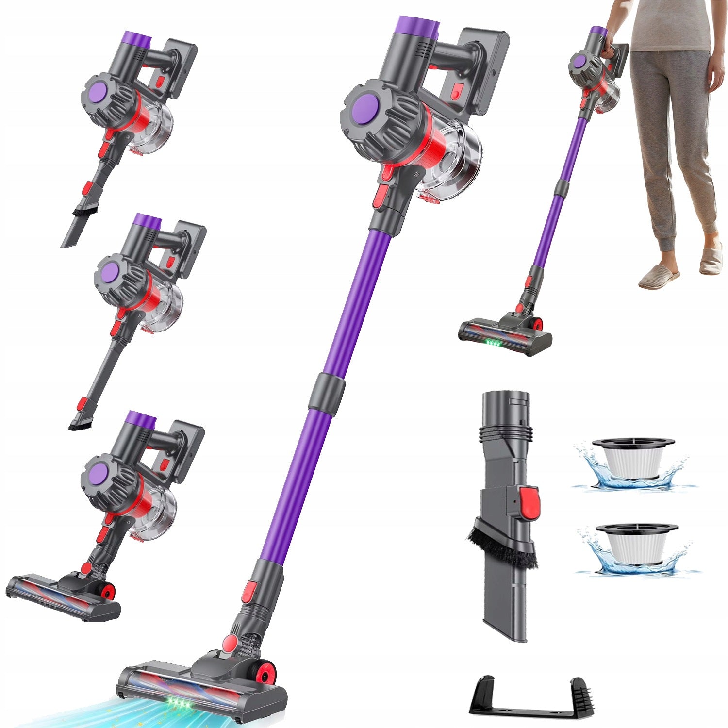 4IN1 CORDLESS UPRIGHT VACUUM CLEANER HANDHELD LED 450W 38KPA 50MIN