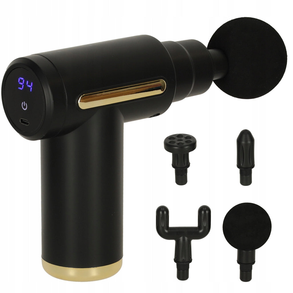 4IN1 LED MASSAGE GUN 99 LEVELS BACK AND BODY MASSAGER BLACK Brand Ikonka