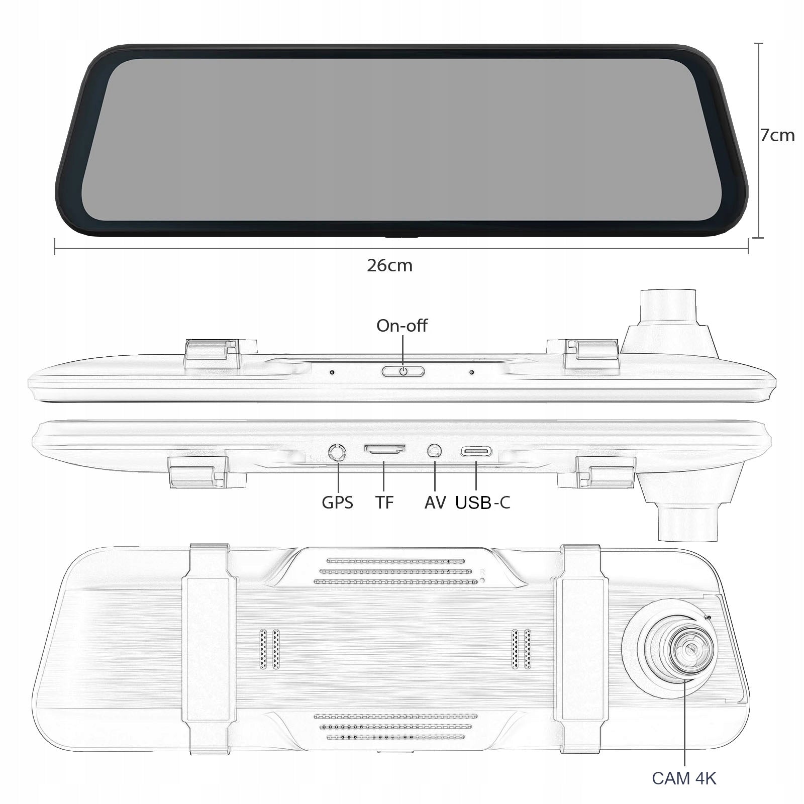 4K+2K UHD Video Recorder QHD Rear Camera, ADAS BSD WiFi GPS Mirror Manufacturer code HC611