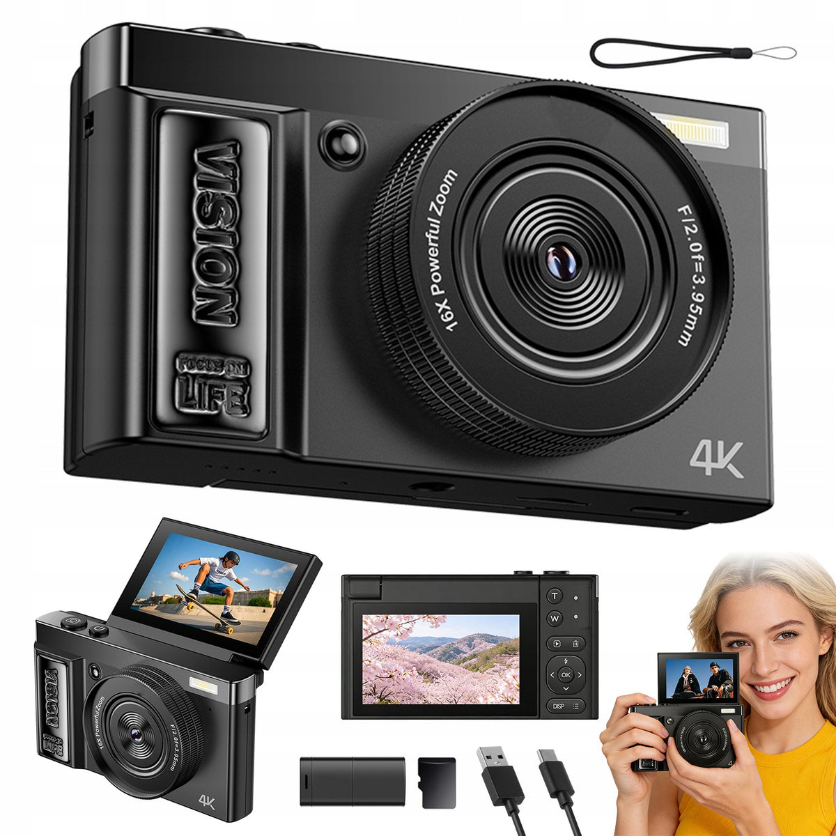 4K 64MP CAMERA WITH 16X ZOOM AND ROTATING SCREEN IDEAL FOR RETAIL PHOTOS