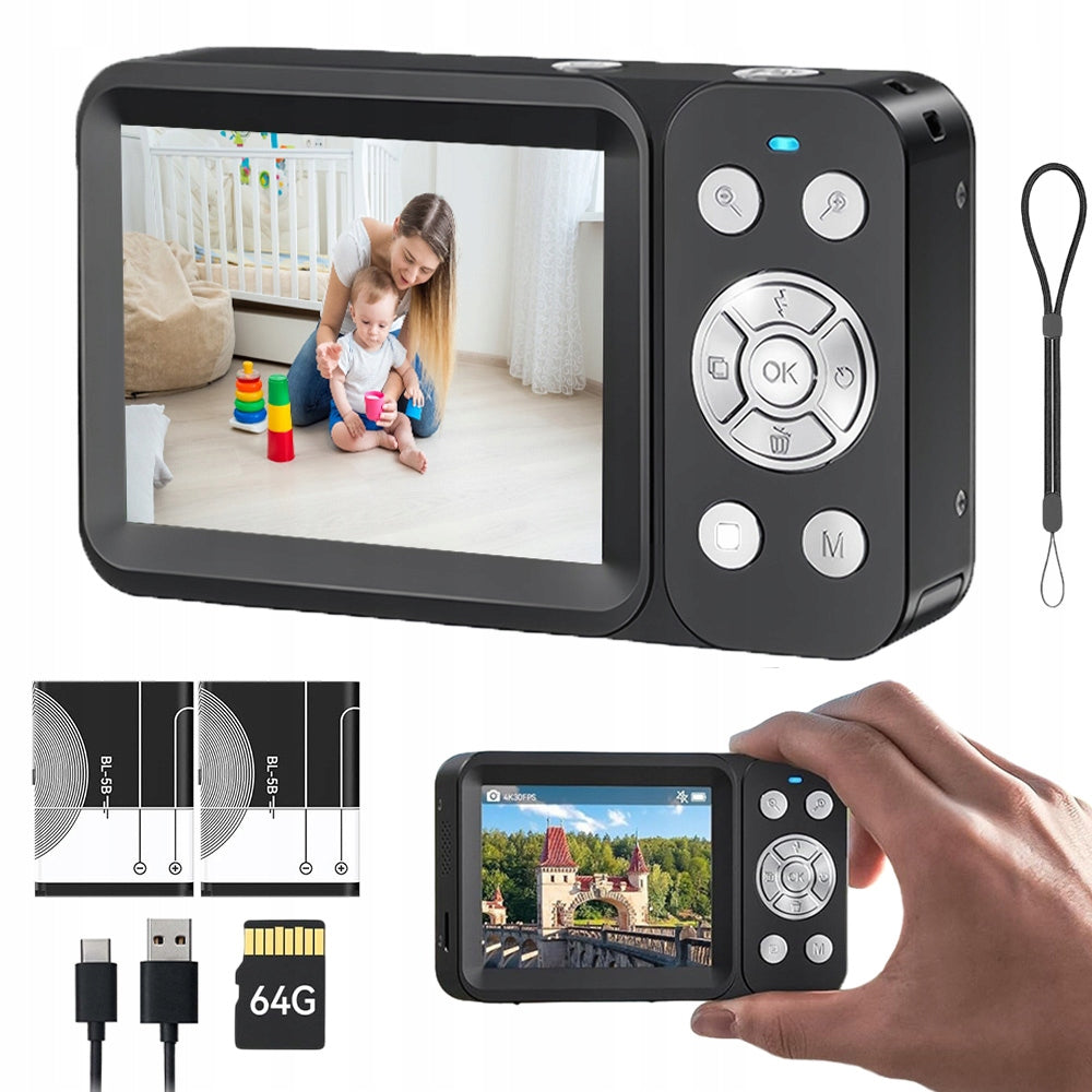 4K DIGITAL CAMERA FOR KIDS WITH TWO 64GB ZOOM SCREENS