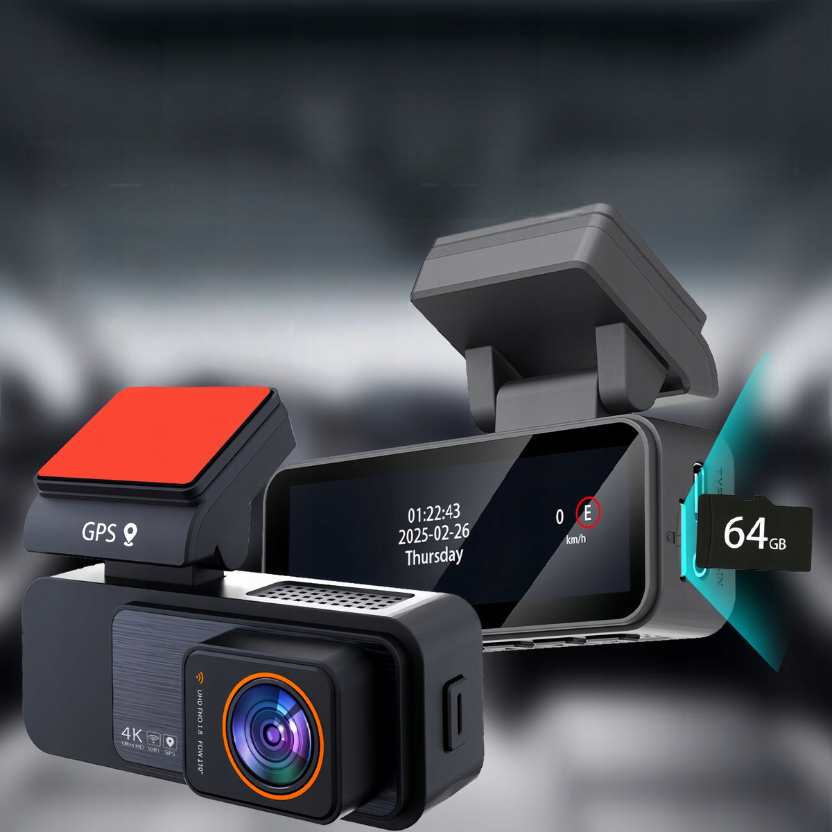 4K/FHD CAR CAMERA VIDEO RECORDER REAR CAMERA WIFI GPS APP Packaging status original