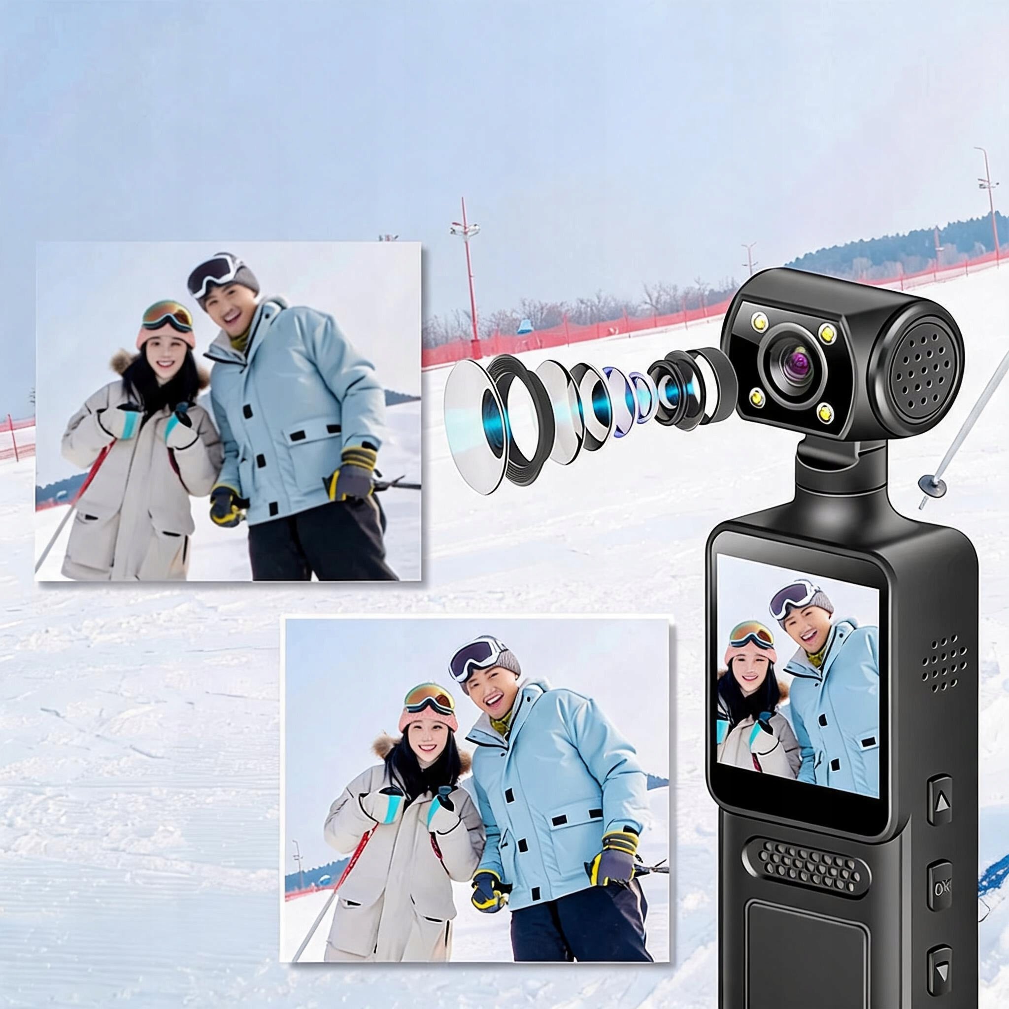 4K FULL HD SPORTS CAMERA FRONT AND REAR VIDEO RECORDING MULTILINGUAL Model V850-64G