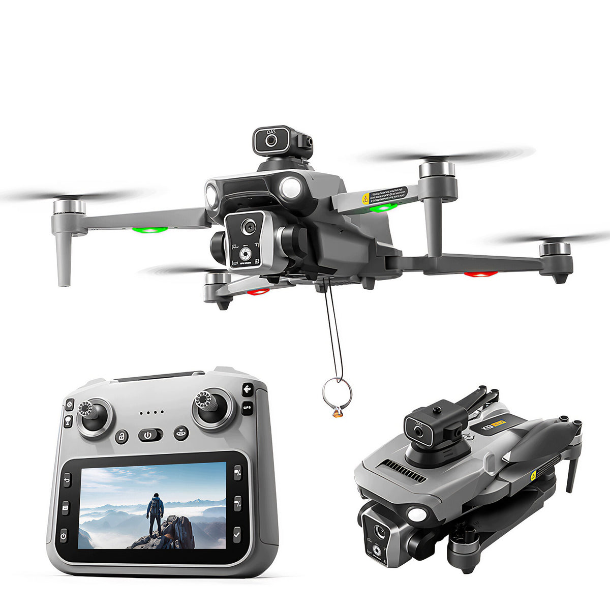 4K GPS Drone with Camera Obstacle Avoidance Screen Remote and 3 Batteries