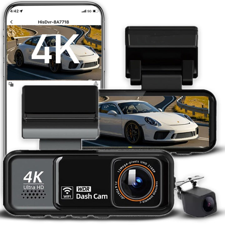 4K UHD GPS WiFi Video Recorder Car Camera Front Rear 170° G-SENSOR