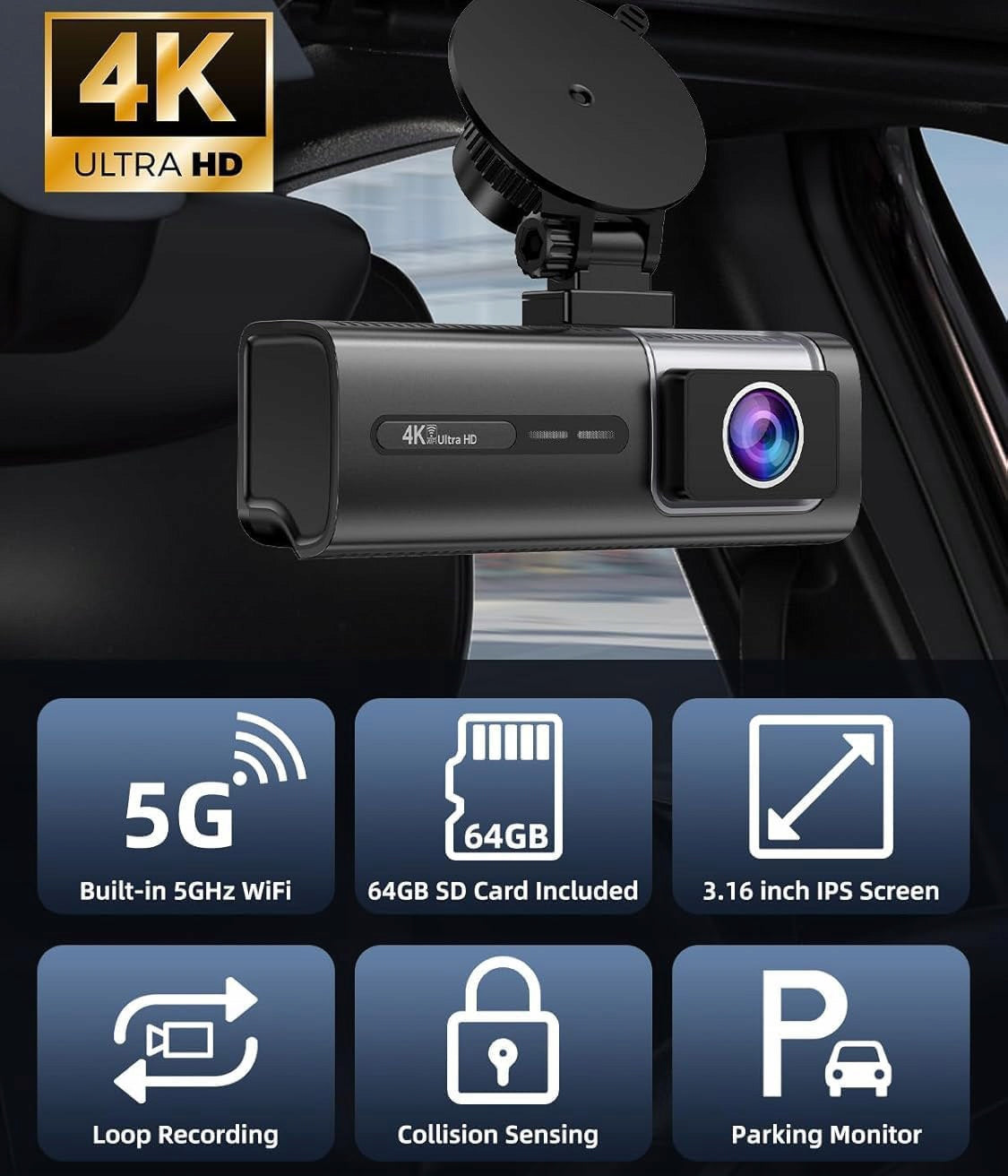 4K ULTRA HD VIDEO RECORDER CAR CAMERA GPS WIFI REVERSING CAMERA Manufacturer code 08123996-1