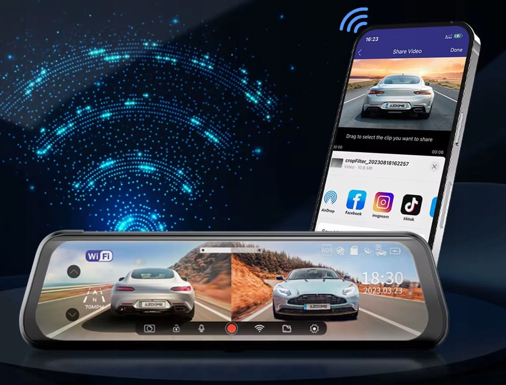 4K WIFI Car Camera Video Recorder In Mirror With New Rear Camera Brand Fastcam