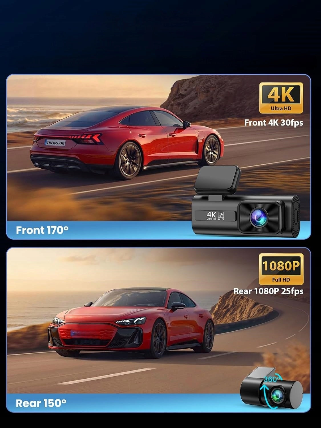 4K front and rear car camera with Wi-Fi and app Manufacturer code 8850297332092