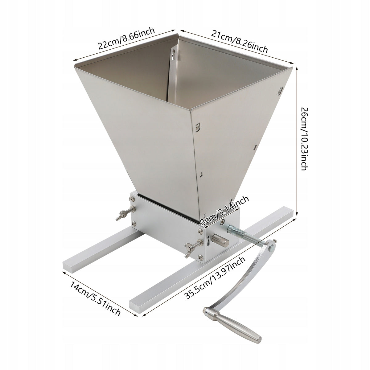4L STAINLESS STEEL MANUAL MALT MILL CRUSHER GRAIN GRINDER(ROLLER 0-2.5MM) Brand no brand
