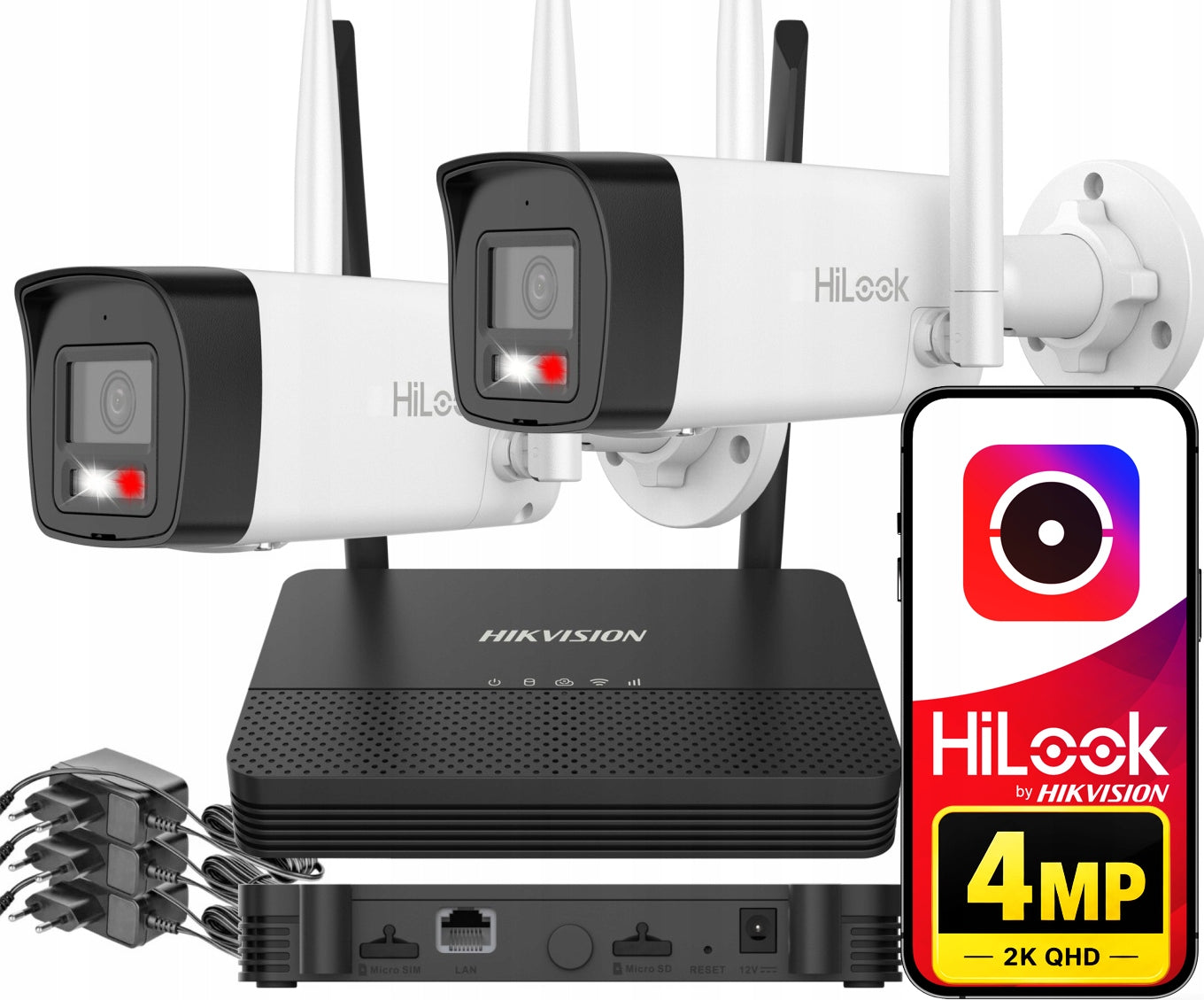 4MP OUTDOOR WiFi MONITORING 2 CAMERAS FULL COLOR HILOOK BY HIKVISION