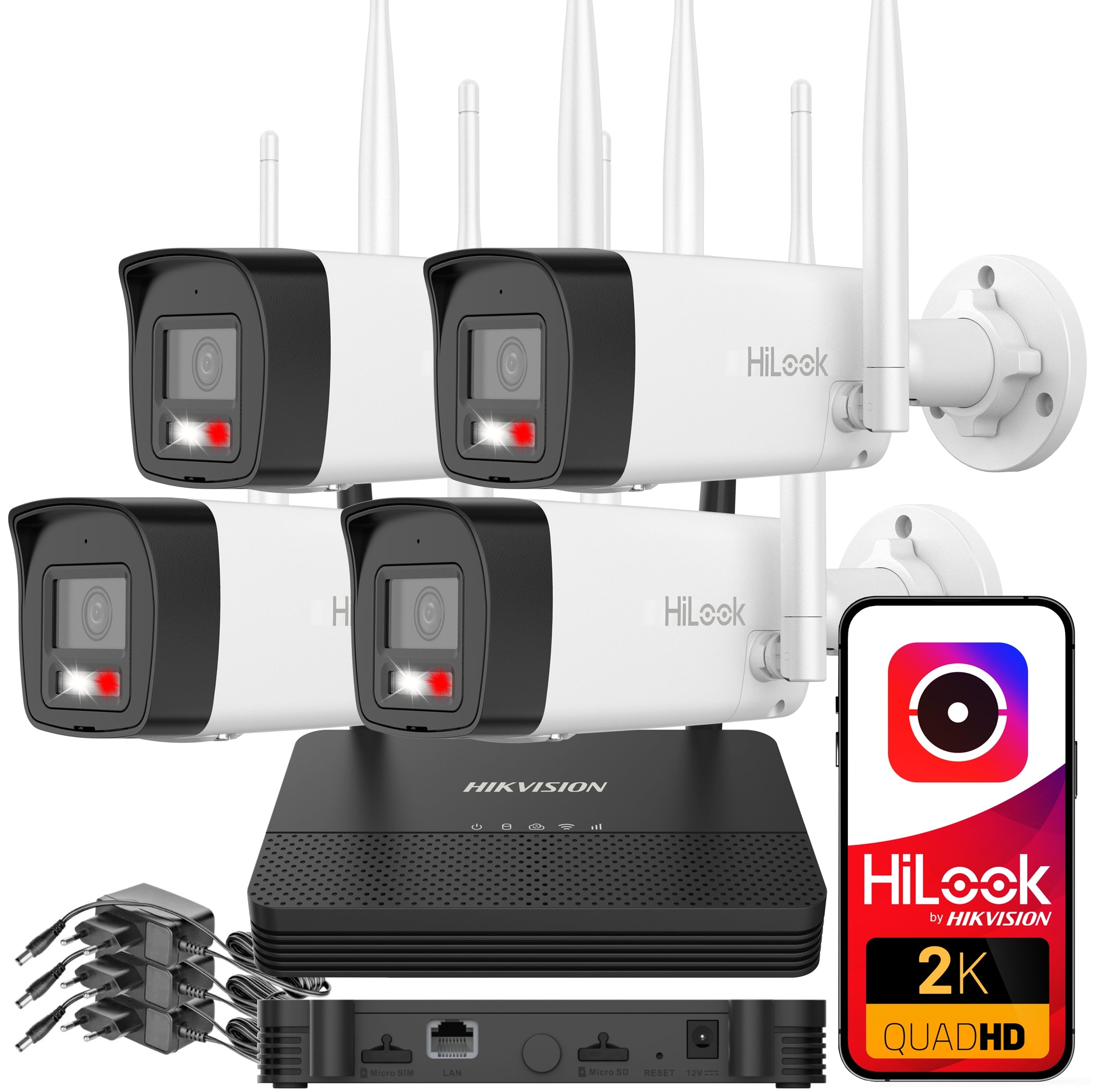 4MPx HiLook WiFi Monitoring Kit by Hikvision EASYLINK 4 WiFi Cameras