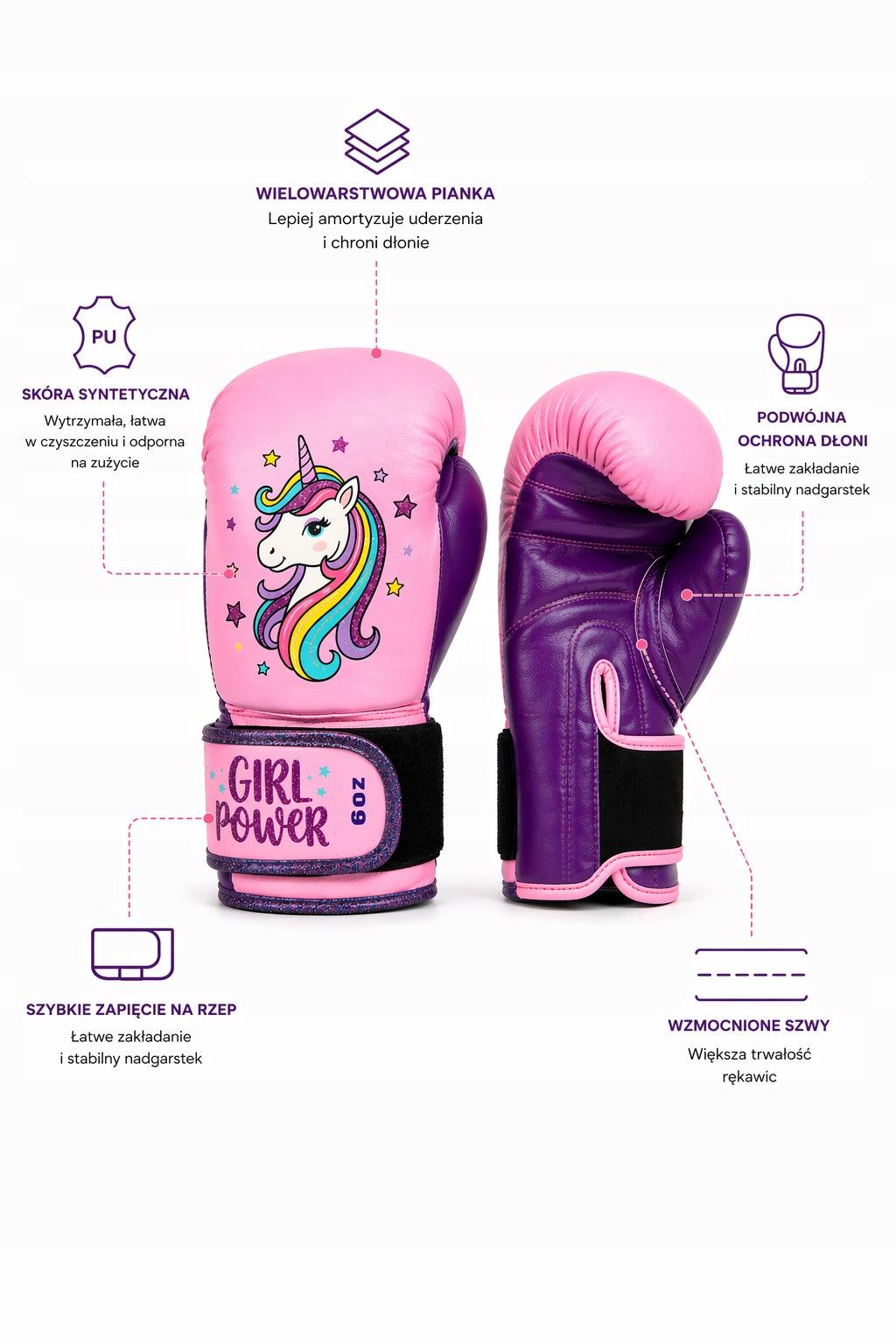 4OZ BOXING GLOVES FOR KIDS WITH PONYTAIL - FORCE Brand Force