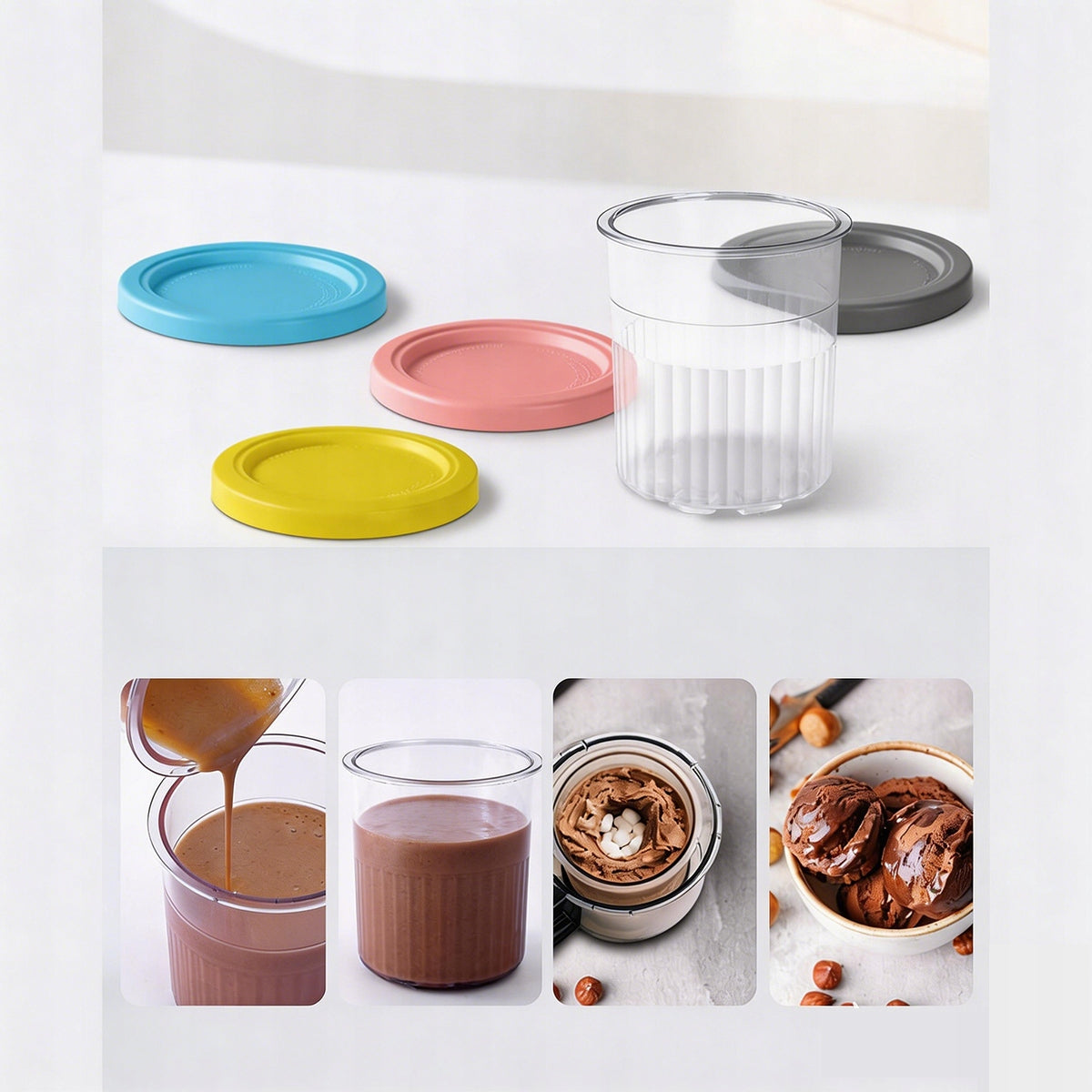4PCS ICE CREAM CONTAINERS Ninja CREAMI NC501EU WITH LID Brand no brand