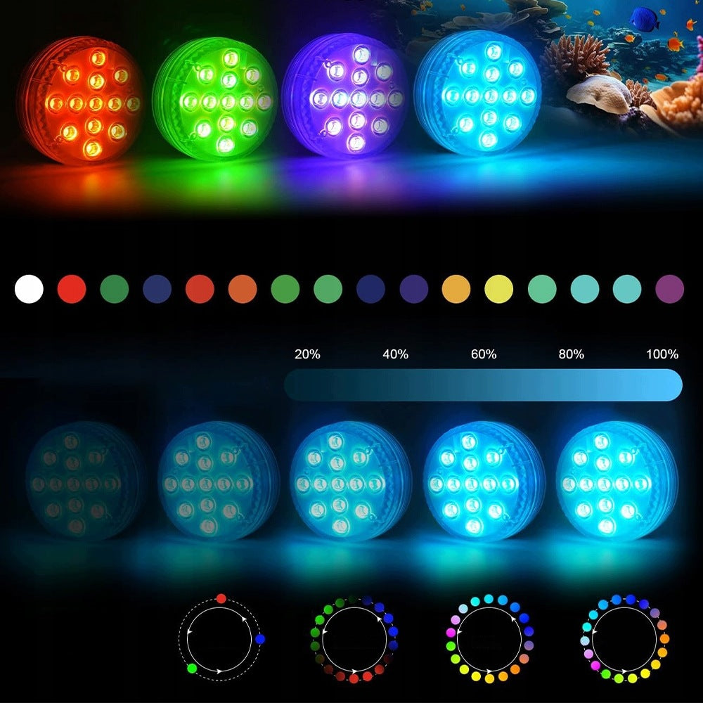 4PCS UNDERWATER POOL LAMP LIGHT 13LED REMOTE CONTROL RGB IP68 FOR GARDEN POOL Manufacturer code MAT-T-367