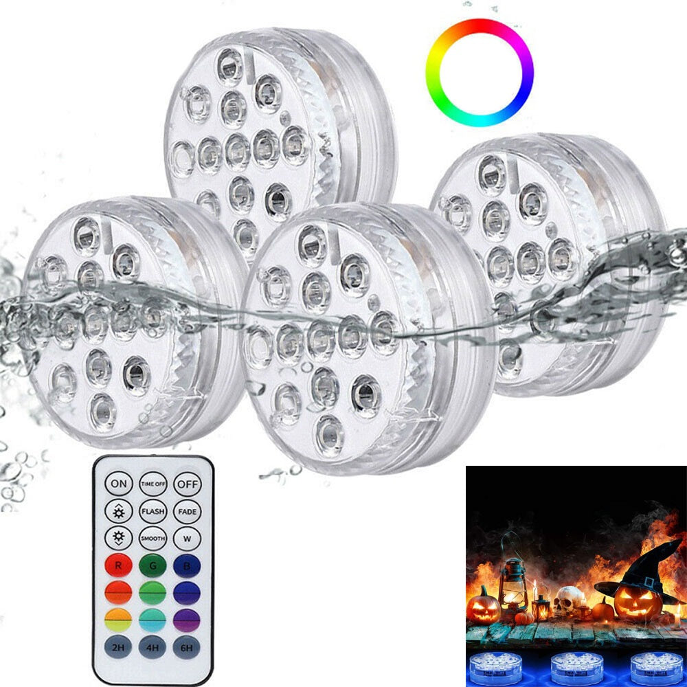 4Pcs POOL LIGHT UNDERWATER LED LIGHTING WATERPROOF WITH REMOTE CONTROL