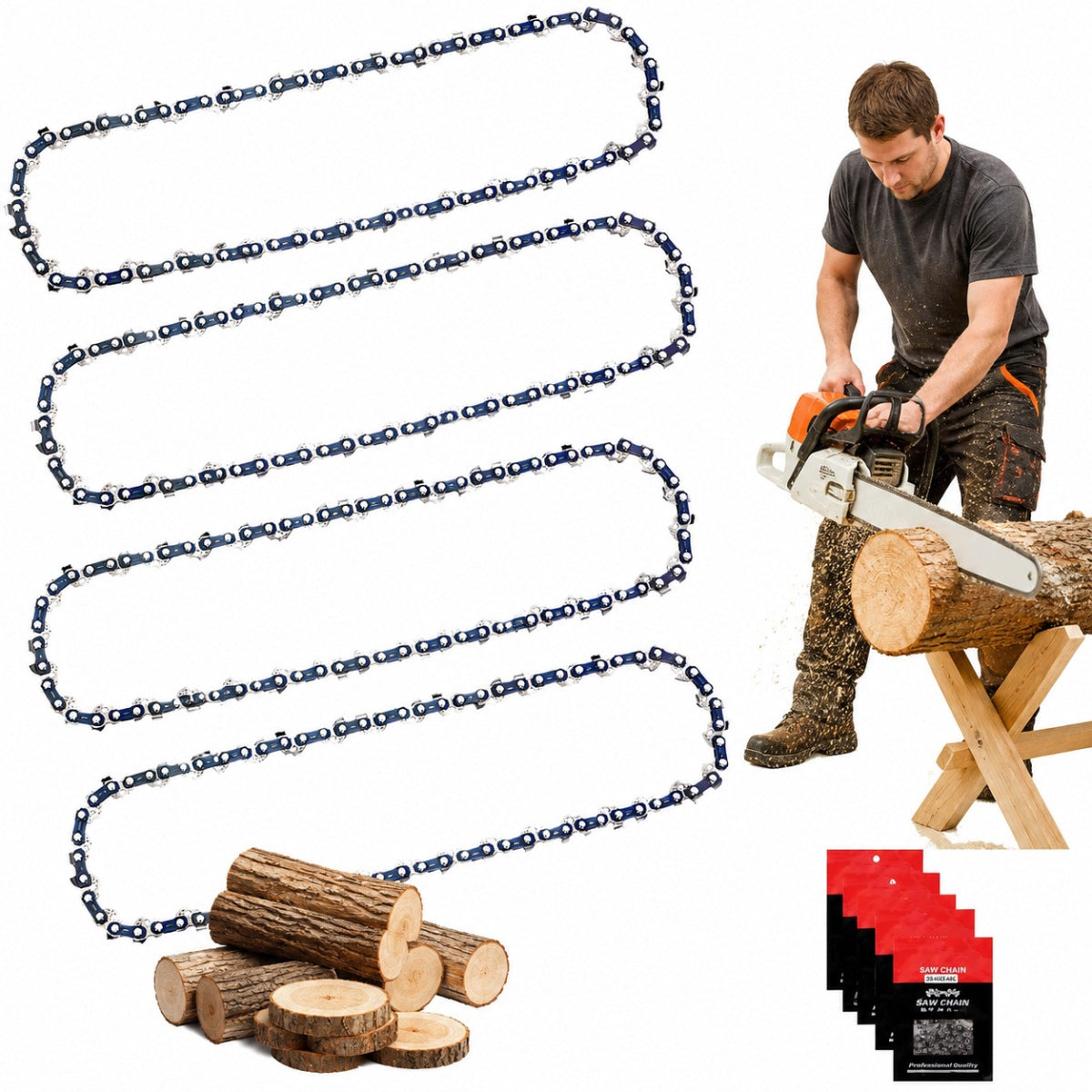 4X CHAIN 12"30CM 3/8 0.5MM 44 FOR SAW STIHL STRONG SOLID CHAIN FOR SAW