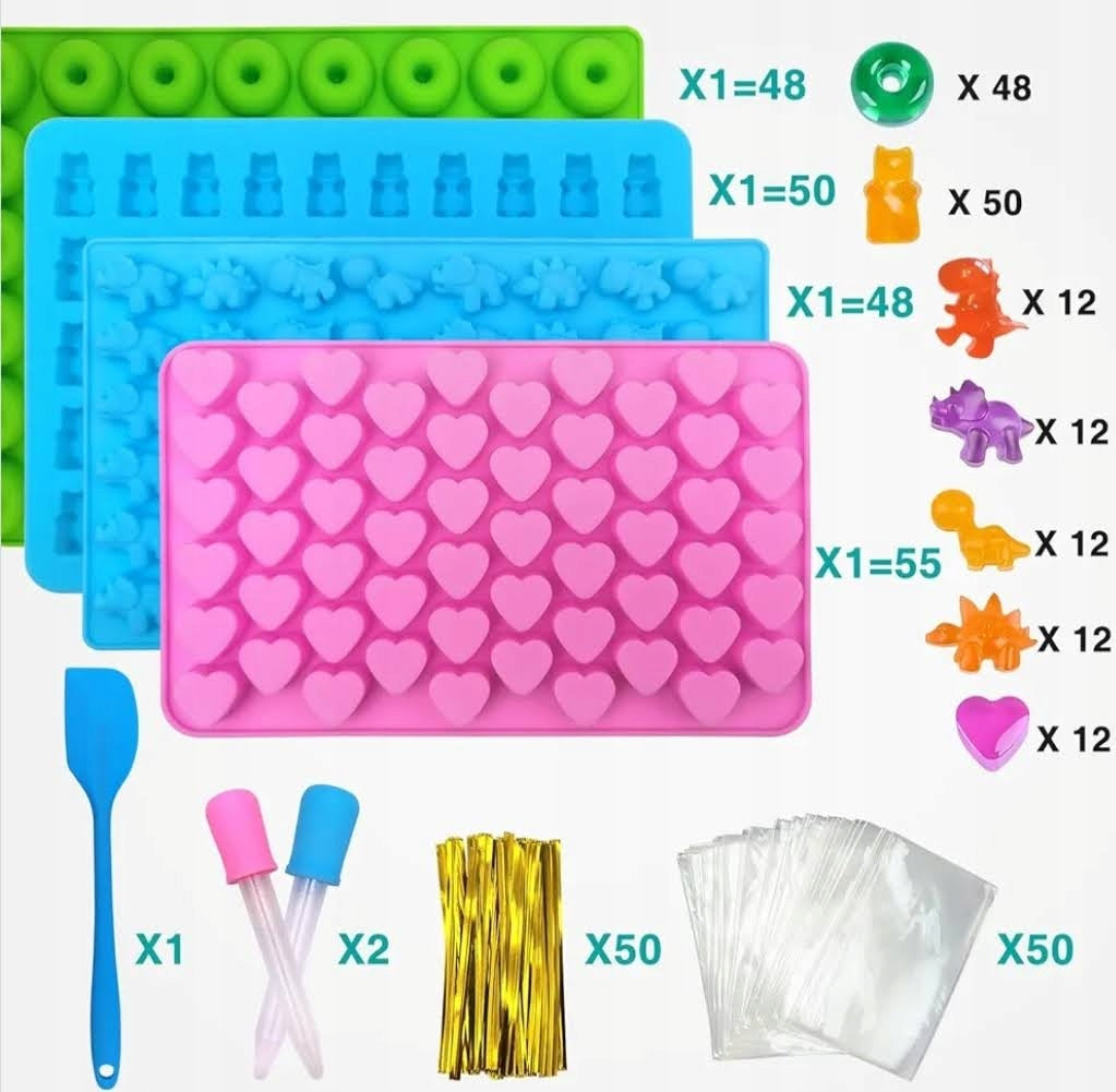 4X MOLDS SILICONE MOLDS FOR CANDY CHOCOLATE PIPETTES AKCESORIA FREEBIE Packaging status original