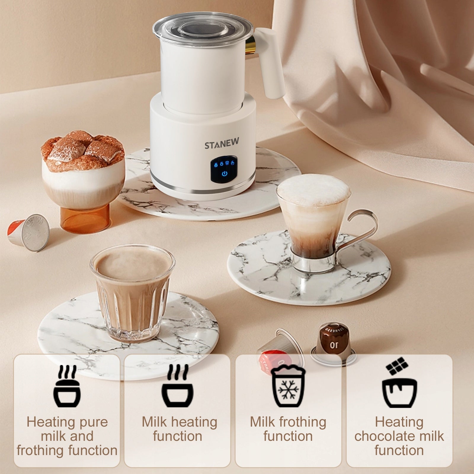 4in1 MILK FROTHER WITH HEATER+MAGNETIC SYSTEM WHITE 600ML Manufacturer code DE-K424-PL