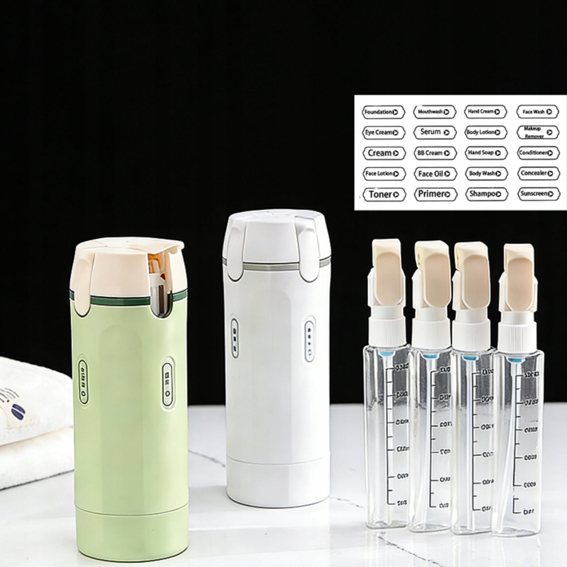 4in1 Travel Bottle for Airplane Cosmetics 4 Containers 30ml Dispenser Brand no brand