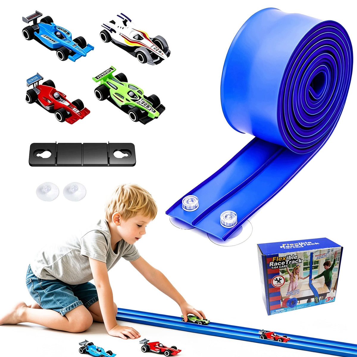 4m Flexible Car Track With Cars Durable Plastic Easy
