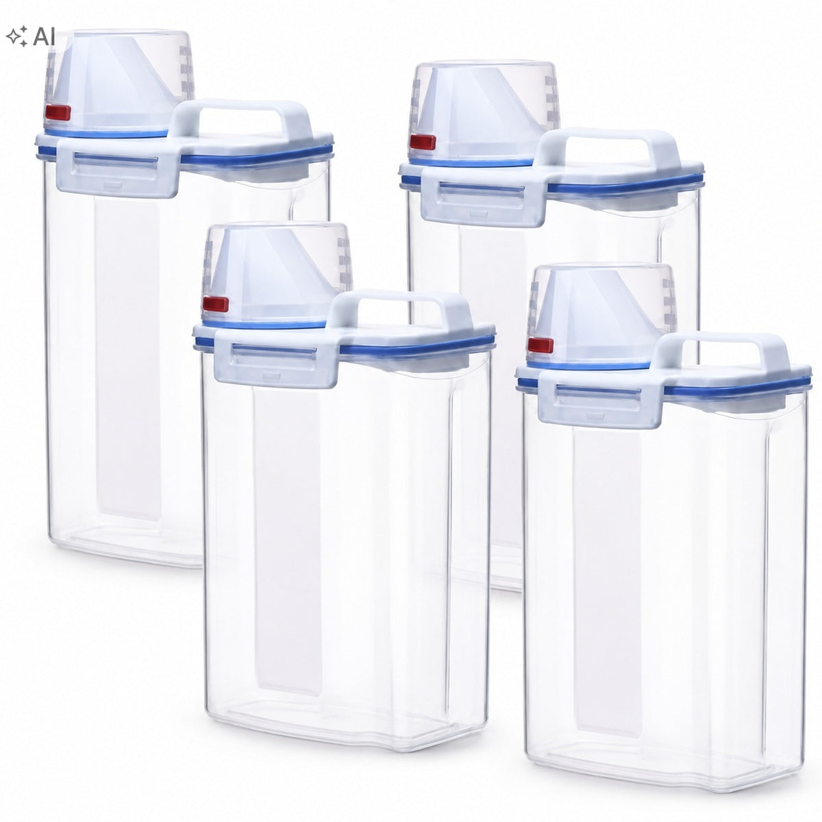 4x Container for loose products food closed with measuring cup airtight practical