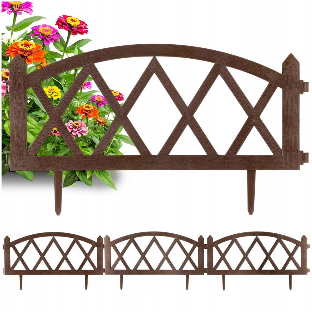 4x GARDEN Fence brown border palisade lawn edging beds 228 cm