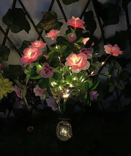 4x GARDEN SOLAR LAMP LED HAMMERED FLOWER SOLAR LIGHTS GARDEN FLOWERS Batteries included yes