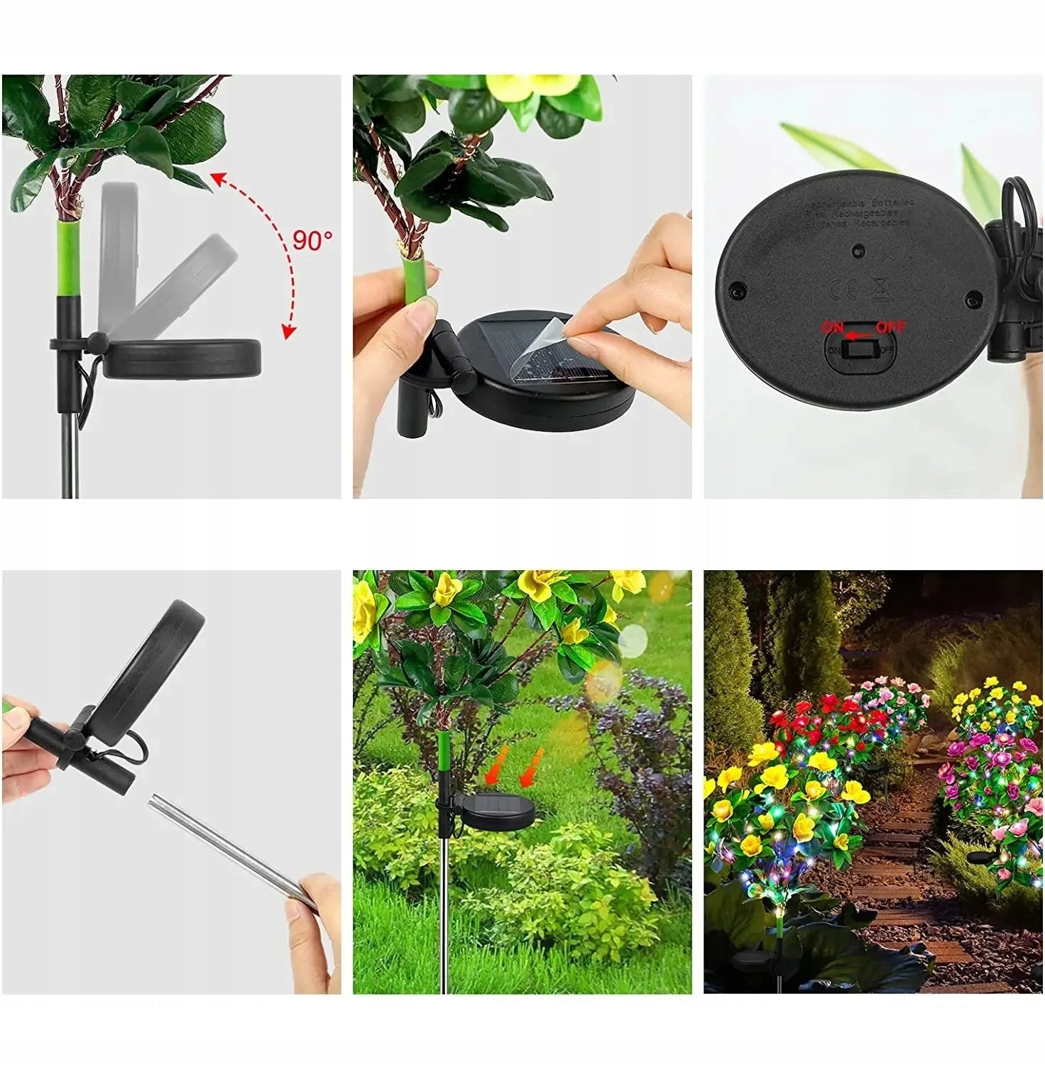 4x GARDEN SOLAR LAMP LED HAMMERED FLOWER SOLAR LIGHTS GARDEN FLOWERS Product weight with unit packaging 1 kg