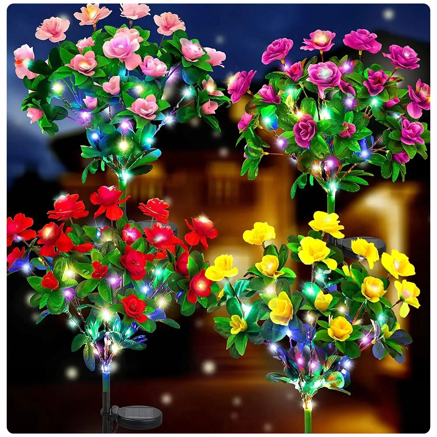 4x GARDEN SOLAR LAMP LED HAMMERED FLOWER SOLAR LIGHTS GARDEN FLOWERS