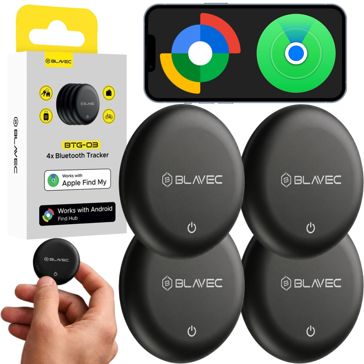 4x GPS Locator Blavec Tracker for Car Dog Cat Keys Apple Android