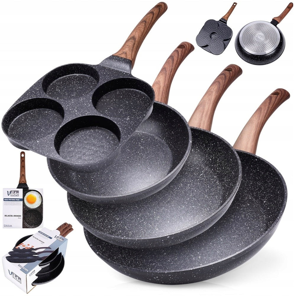 4x GRANITE frying pan for frying stewing eggs set of 20 24 28 cm