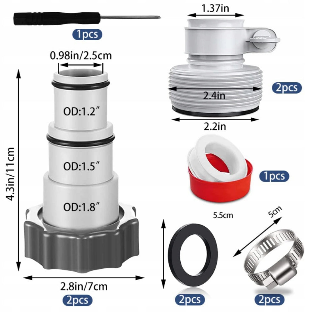 4x HOSE REDUCTION FITTING FOR PUMPS POOL HOSES ADAPTER FOR INTEX 32-38MM Packaging status original