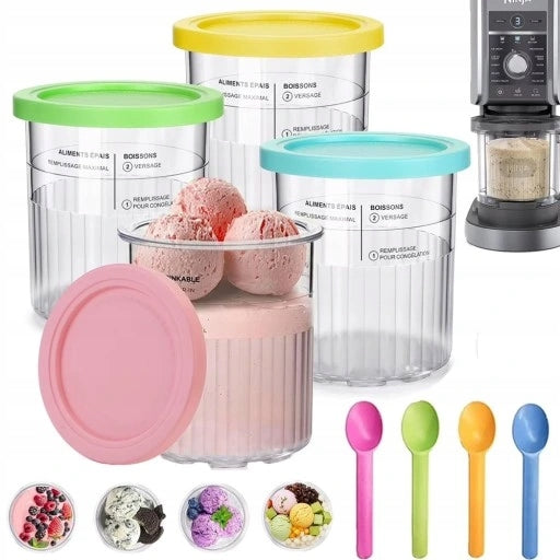 4x Ice Cream Containers Cocktails for Ninja NC500 NC501 680ml Ice Maker