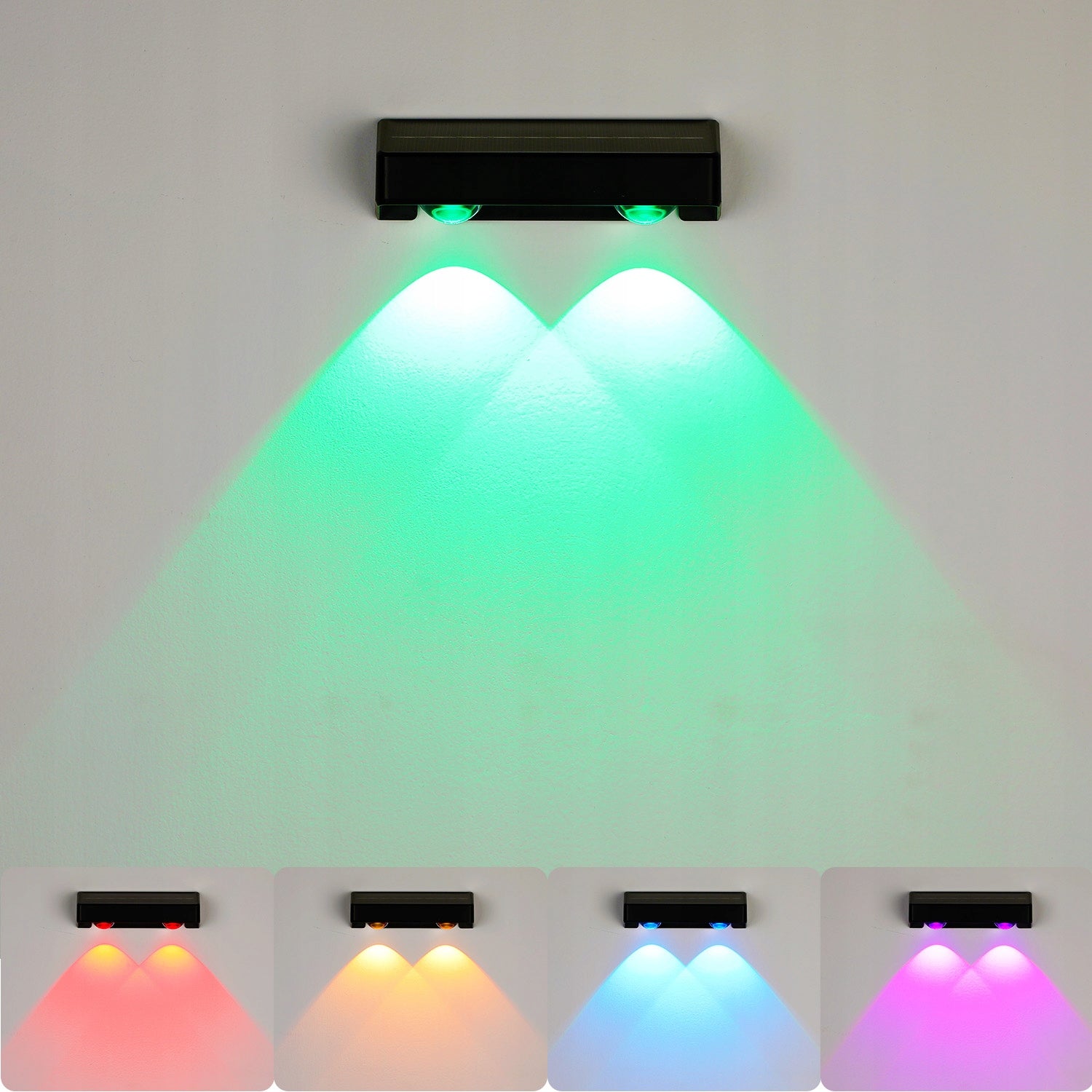 4x LED SOLAR LAMP RGB OUTDOOR SOLAR LIGHT 2LED WALL LAMPS FOR FACADE Color black