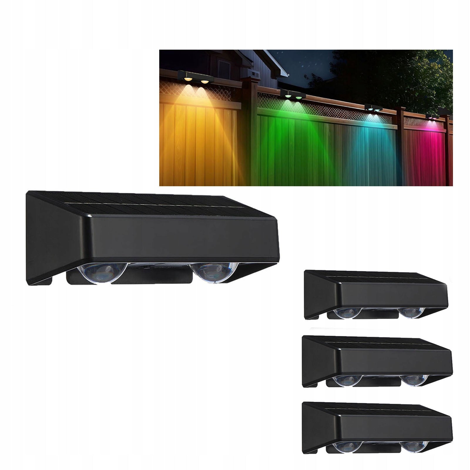 4x LED SOLAR LAMP RGB OUTDOOR SOLAR LIGHT 2LED WALL LAMPS FOR FACADE