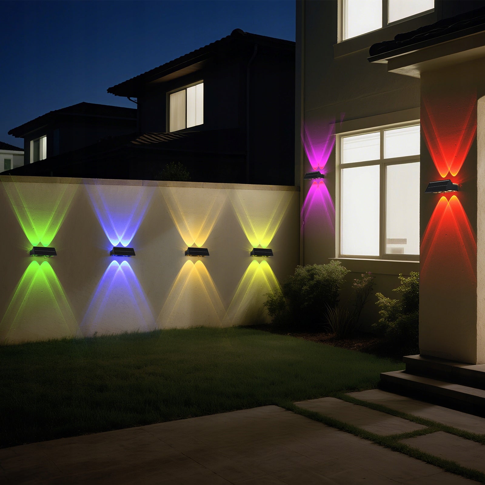 4x LED SOLAR LAMP RGB OUTDOOR SOLAR LIGHT WALL LAMPS FOR FACADE Collection Solar Wall Lamps