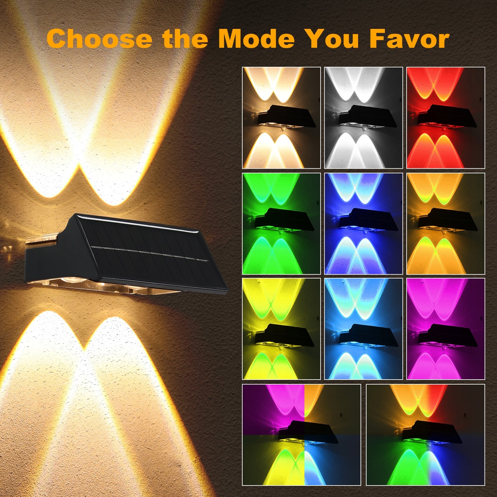 4x LED SOLAR LAMP RGB OUTDOOR SOLAR LIGHT WALL LAMPS FOR FACADE Color black