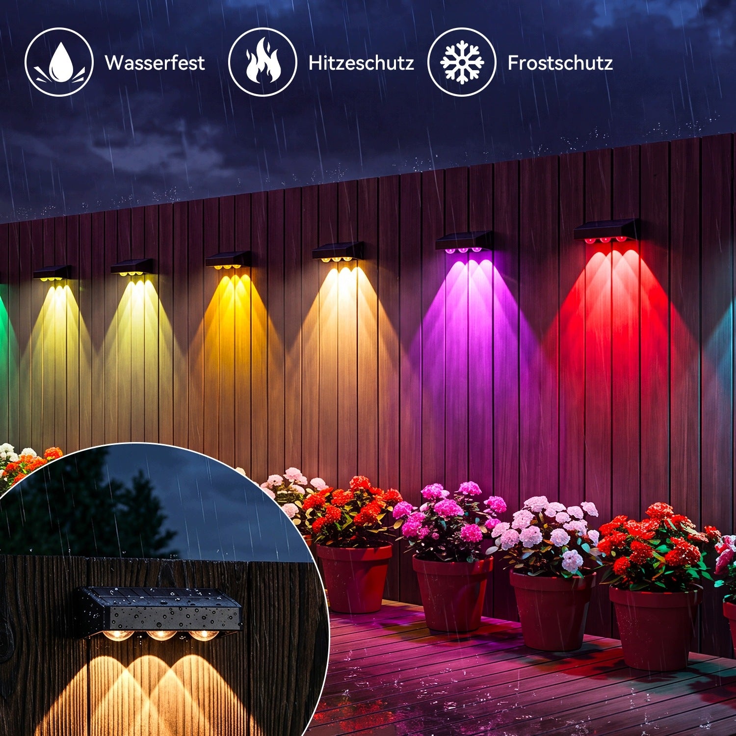 4x LED SOLAR LAMP RGB OUTDOOR SOLAR LIGHT WALL LAMPS FOR FACADE Manufacturer code H-LS00530 Iris