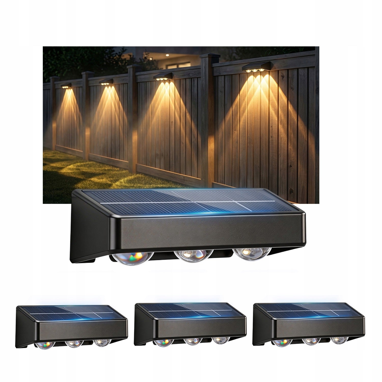 4x LED SOLAR LAMP RGB OUTDOOR SOLAR LIGHT WALL LAMPS FOR FACADE